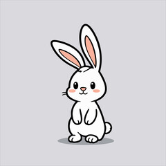 Cute Rabbit Character Illustration, Simple Animal Cartoon Design