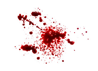 red blood splatter on transparent background