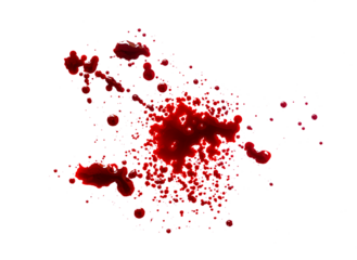 red blood splatter on transparent background
