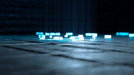 Floating glowing blocks with vertical lines