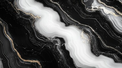 Elegant Black and White Marble Texture with Gold Veins