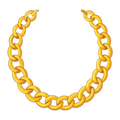 Golden Chain Necklace Vector Illustration Isolated on White Background, Jewelry Design Element