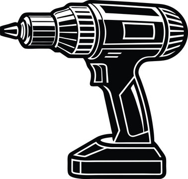black cordless drill tool clip art preview