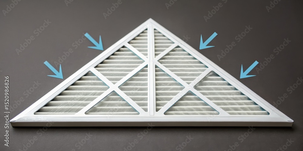 Aufkleber furnace filter concept. air filter with a triangular design and highlighted sections.