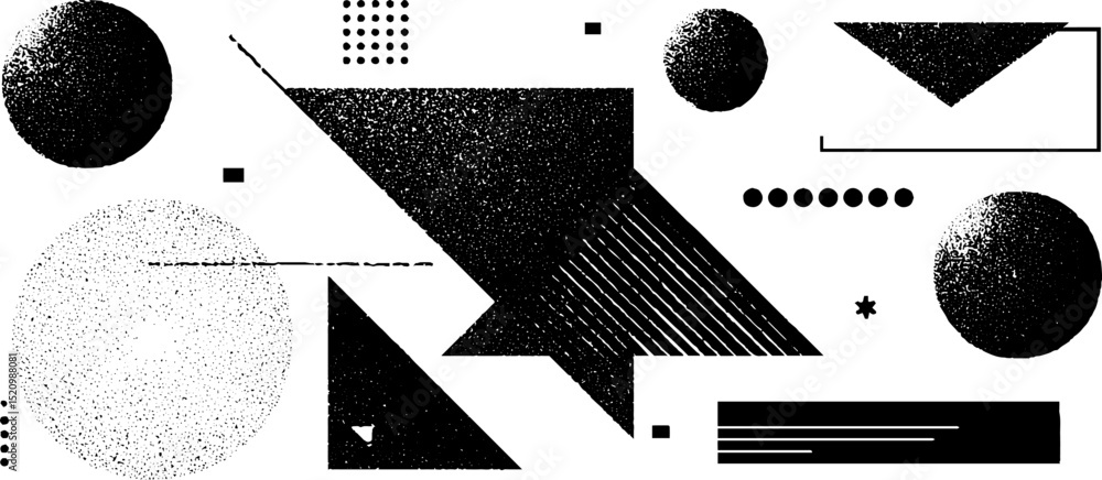 Poster engraved abstract shapes and patterns for artistic design projects