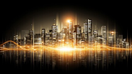 Futuristic cityscape with electric glow trail