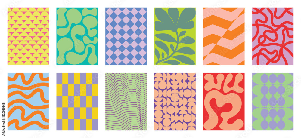 Poster abstract wall art geometric and botanical pattern design vector set. wallpaper contemporary with scr
