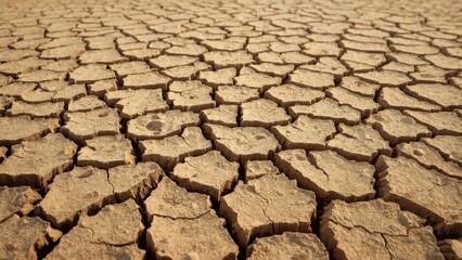 Close-Up of Cracked Desert Earth Texture in Arid Landscape

