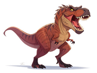 Obraz premium Funny cartoon dinosaur T-Rex smiling and walking with animated motion 
