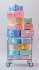 Paper boxes parcel in a trolley,concept shopping online and service home delivery,black friday,Shopping cart supermarket with boxes,Sales of products,goods through online trading platforms.