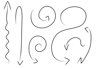 黒の手書きのラフな矢印セット