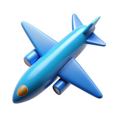 Blue airplane flying high in the sky isolated on transparent background