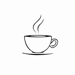 Steaming Coffee Cup Line Art Vector Illustration