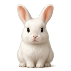 Obraz premium Fluffy White Rabbit: A portrait of an adorable, fluffy white rabbit with soft fur, captivating eyes, and perked ears, embodying the essence of innocence and gentleness.
