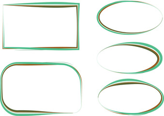 light mint green brown colorful decorative line art outline frames set