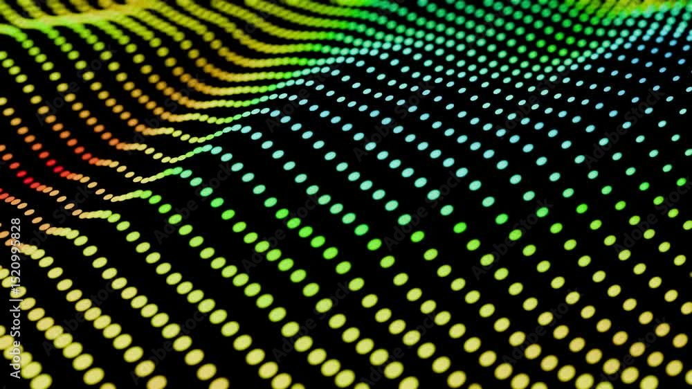 Poster motion graphics design abstract background circle dot net waving colorated mesmerazing movements in 