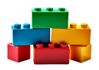 Colorful building blocks isolated on transparent or white background