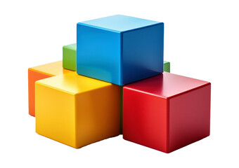 Colorful building blocks isolated on transparent or white background