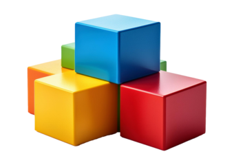 Colorful building blocks isolated on transparent or white background