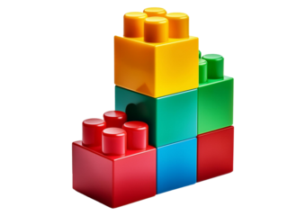 Colorful building blocks isolated on transparent or white background