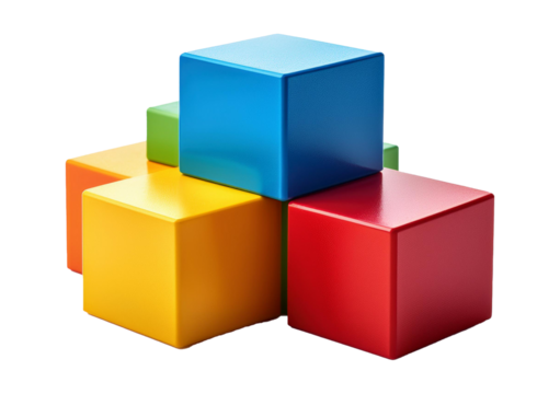 Colorful building blocks isolated on transparent or white background