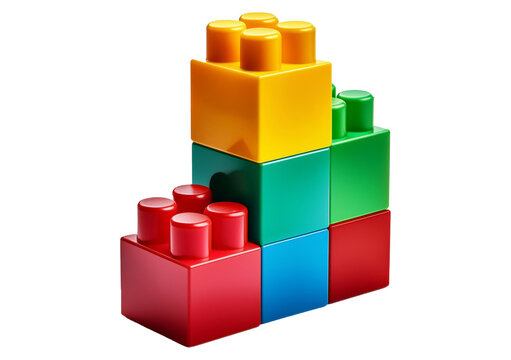 Colorful building blocks isolated on transparent or white background
