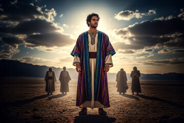 Joseph, Son of Jacob, Clothed in a Coat of Many Colors, Betrayed by His Brothers, Stands Alone in the Wilderness, Chosen by God, Destined for Dreams, Favor, and Glory