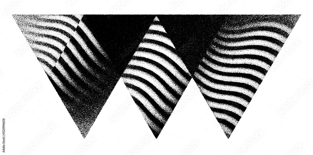 Aufkleber geometric design with bold triangles and engraved wave patterns