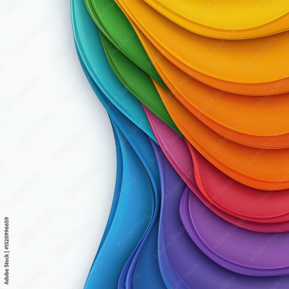 Poster this vibrant vector features overlapping rainbow layers with a textured white background. the abstra