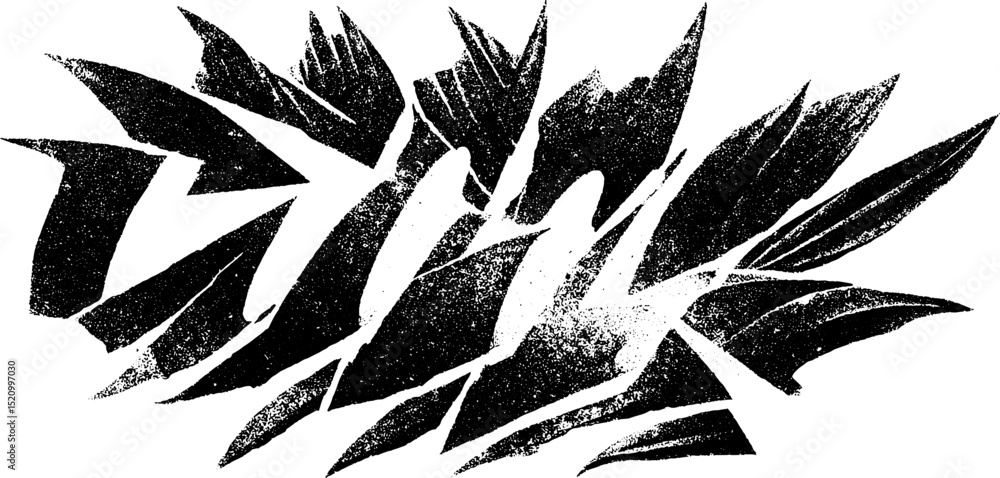 Poster abstract composition of broken letters with engraved style for artistic design