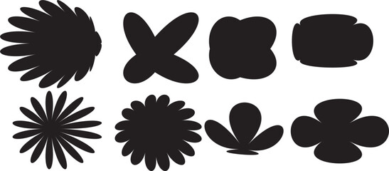 Abstract Petal and Flower Silhouettes