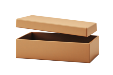 Open cardboard box with lid floating above