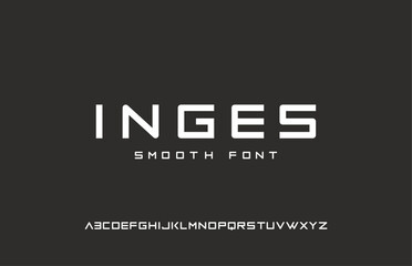 INGES, MInimal Alphabet Tech font, typography font logos fashion vector illustration