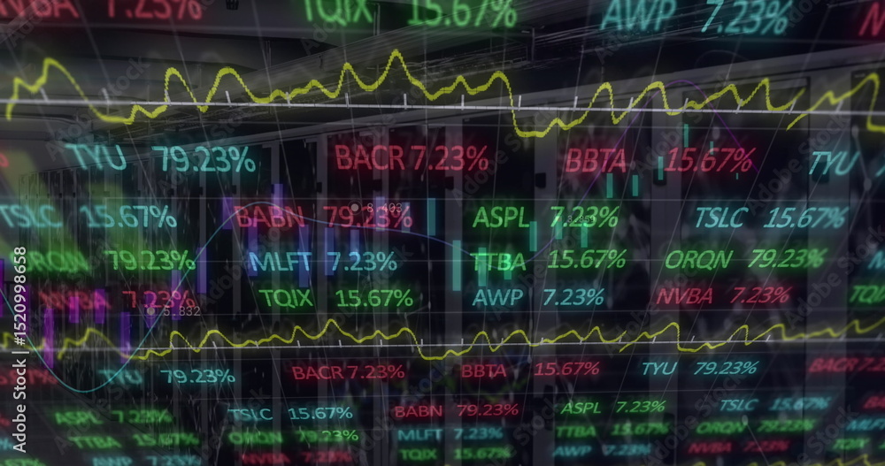Poster image of data processing over dark background