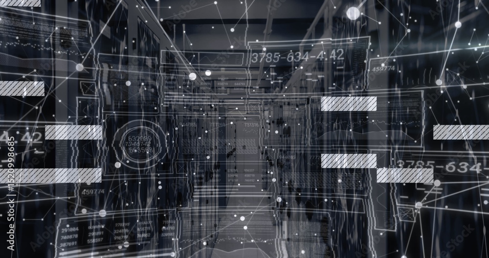Poster image of data processing over server room