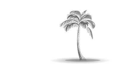 Obraz premium Palm tree low poly illustration. Polygonal exotic plant modern drawing. Travel tourism nature environment decoration. Monochrome outline white background vector