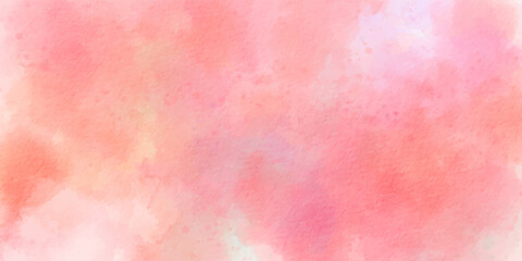 Pink watercolor background vector. Watercolor pink background with paper texture. Abstract soft texture with artistic brush strokes, pastel gradient, and paper effect. Pink background with copy space.