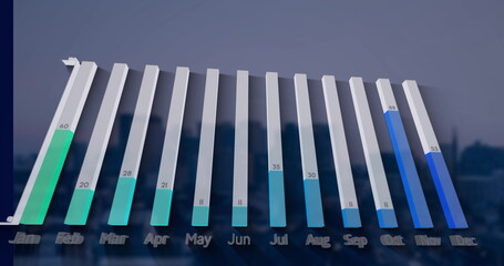 Image of graph over cityscape