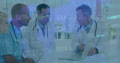 Image of data processing over group of diverse doctors