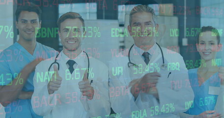 Image of data processing over group of diverse doctors