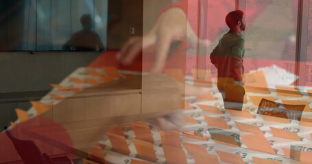 Image of two people shopping over businessman