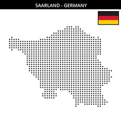 Medium square dotted map of saarland in Germany