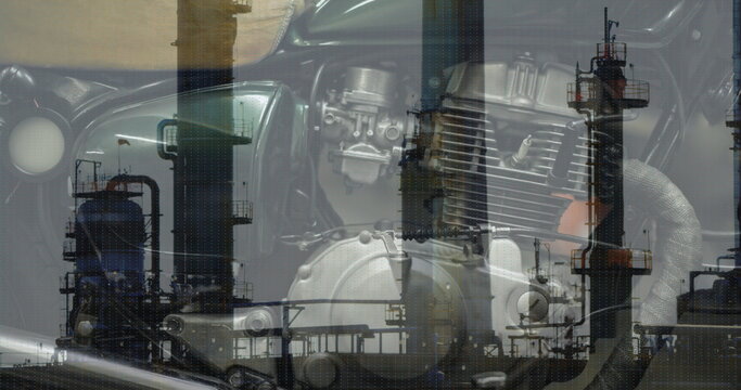 Fototapeta Image of refinery over car engine