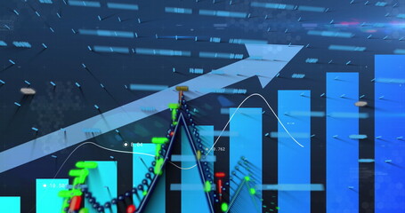 Image of data processing over blue background