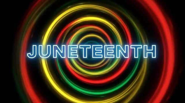 Vibrant juneteenth celebration with neon tunnel effect design digital art
