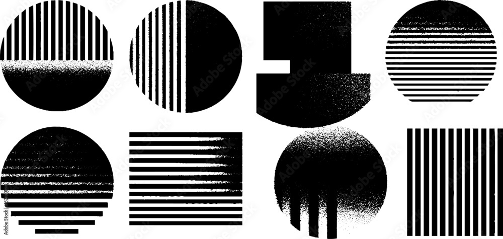 Poster abstract geometric engraved circle clusters and patterns for graphic design