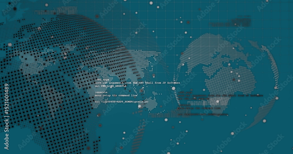 Aufkleber image of data processing and globe over blue background