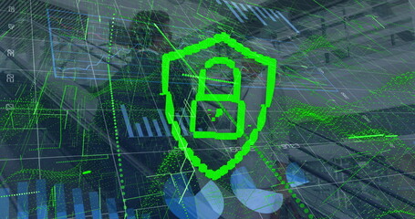 Image of data processing over diverse business people