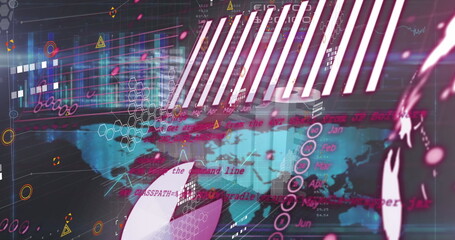 Image of data processing on blue background