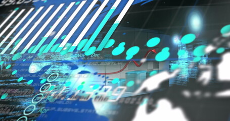 Image of data processing on blue background